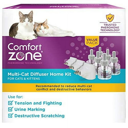 UPC: 0039079003407 | Comfort Zone MultiCat Calming Diffuser Kit Cat Pheromone 3 Diffusers and 6 Refills-48ml New Formula