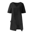 thumbnail image 5 of Pincandy Women's Summer Fashion Cropped Sleeves V-Neck Cotton Line Loose Shirt Blouse Summer Tops Cute Neck Tops Loose Dressy Casual Shirts Cap,Black,4XL, 5 of 7