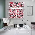 thumbnail image 5 of Color Block Triangle Kitchen Curtains Valances and Tiers Set of 3 Red Black Stitching Tier Curtains and Valance with Rod Pocket for Small Windows, 27.5"x24", 5 of 9