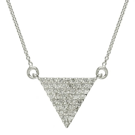 Silverly Women's 925 Sterling Silver Cubic Zirconia Triangle Necklace, 46cm