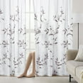 thumbnail image 1 of Non-See-Through Dry Rose and White Privacy Sheer Curtains 52 X 63 Inch Length 2 Panels, Leaf Floral Printed Light Filtering Semi Sheer Window Curtains Drapes for Bedroom Living Room, 1 of 4