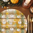 thumbnail image 3 of Thanksgiving Round Braided Placemats Set of 1, Fall White Pumpink Flower Brown Green Shadowed Grid Heat Insulation Place Mats Washable Non-Slip Table Mats for Kitchen Dining Party, 13 Inches, 3 of 9
