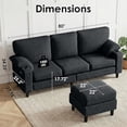 thumbnail image 2 of Howcool Sectional Sofa 80" L-Shaped Couch with Reversible Storage Ottoman, USB Charging Ports, Cup Holders, Deep Seat, Teddy Fabric 3-Seater Loveseat for Small Apartment Living Room, Black, 2 of 7