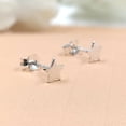 thumbnail image 2 of Silver celestial jewelry sterling post handmade star of david earring Crescent Sparkling Stud Minimalist Stud with Pushback Solid 925, 2 of 6