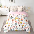 thumbnail image 2 of jejeloiu Bohemian Flower 7-Piece Bedding Comforter Set,Cute Cartoon Floral King Bedding Sets,Watercolor Nature Plants Bed Sheets For Kids,Luxury Bedroom Decor Reversible, 2 of 8