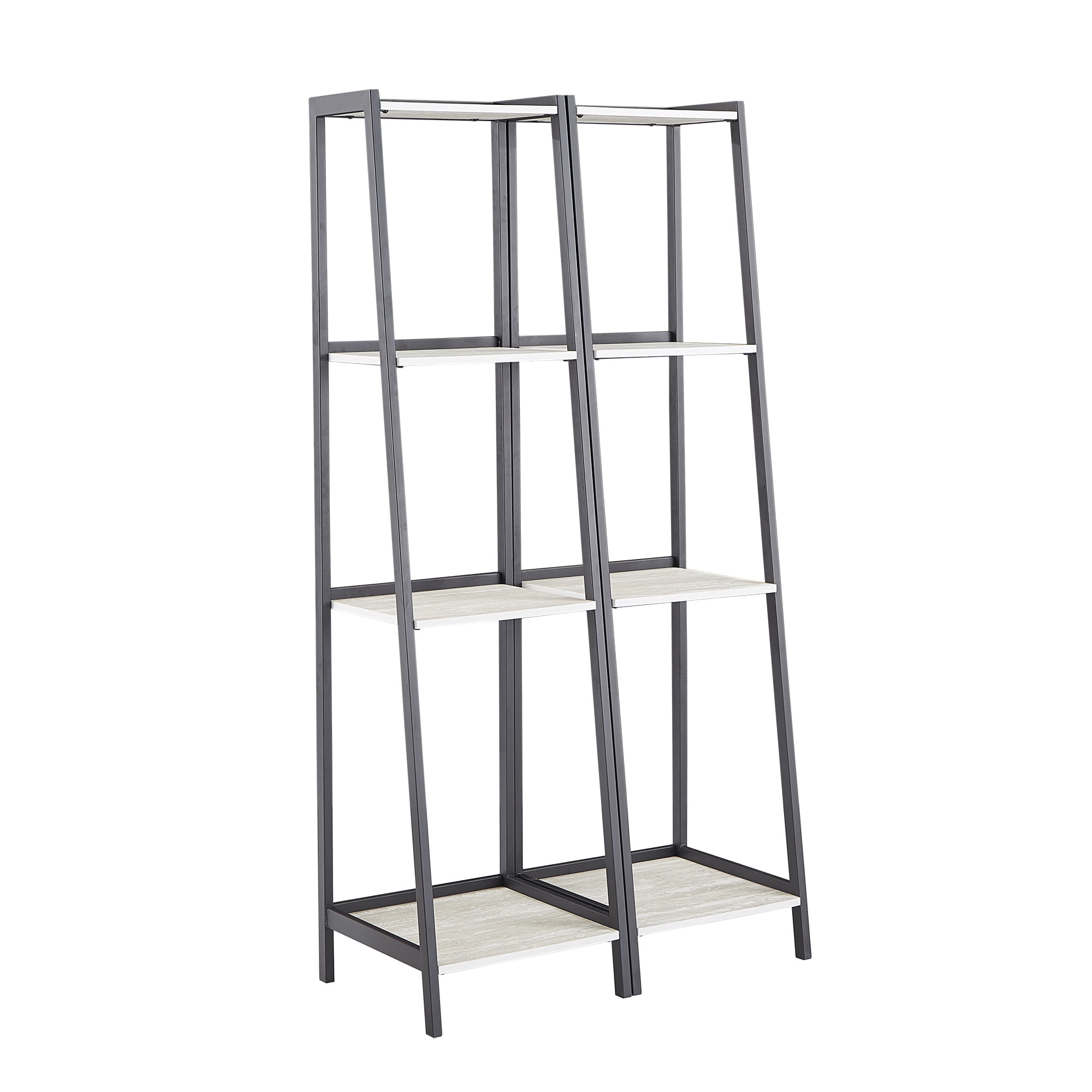 Weston Home Martin Marble 3-Piece Ladder Desk and Bookcase Set, Matte Black Finish