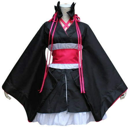 Fancyleo Anime Black Kimono Unbreakable Machine-Doll Cosplay Dress Costume School Girl Cosplay