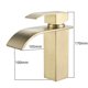 thumbnail image 2 of Promoción de invierno, grifo mezclador de lavabo de cascada de acero inoxidable dorado, grifo de baño de cocina de agua fría y caliente ajustable, diseño elegante, 2 of 4