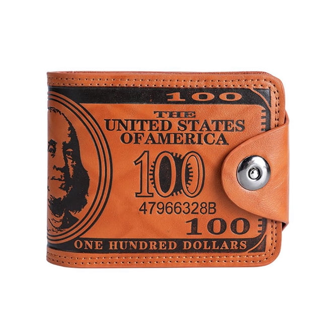 Men's US 100 Dollar Bill Leather Bifold Card Photo Holders Wallets Handbag Purse T0S5