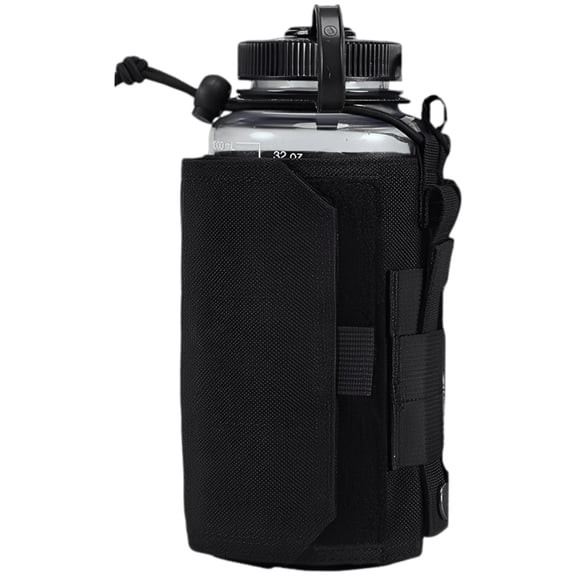 Black Armed Water Bottle Pouch, 19.7 in / 50 cm Adjustable Water Bottle Holder, Hands-Free Waist-Mounted Design, Lightweight Hiking Water Bottle Holder