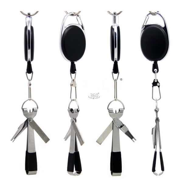 Outil Multifonction 4 En 1 Pêche à La Mouche - Queue De Rat, Nœud Attache, Coupe-Ligne & Affûteur Avec Zinger Rétractable