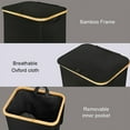 thumbnail image 2 of FOUKUS Large Laundry Hamper with Lid, 100L Laundry Basket with Bamboo Handles for Clothes and Toys, Freestanding Collapsible Laundry Basket with Inner Bag for Bedroom and Bathroom-Black, 2 of 5