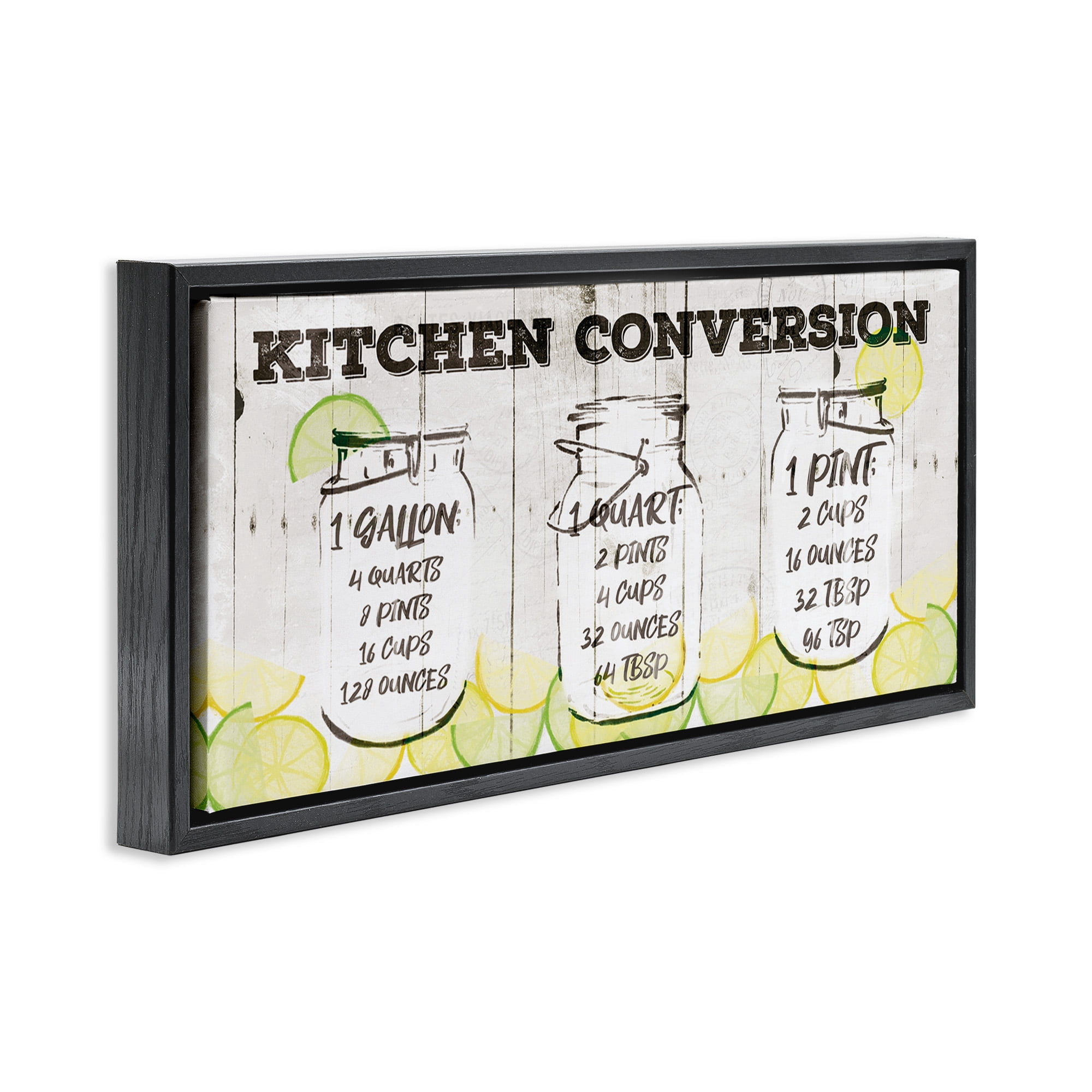 Stupell Industries Kitchen Conversion Summer Jars Food & Beverage Painting Black Floater Framed Canvas Art Print Wall Art, 31 x 14