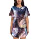 thumbnail image 1 of Fotbe Urban Style Colorful Dragon Conjunto de Pijama Estampado para Mujer, 2 Piezas, Ropa de Dormir con Camiseta de Manga Corta y Shorts Suaves-X-Large, 1 of 6