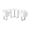 thumbnail image 1 of Monarch Specialties Computer Desk, Home Office, Corner, Storage, 58"l, L Shape, Work, Laptop, Metal, Laminate, White, Grey, Contemporary, Modern, 1 of 4
