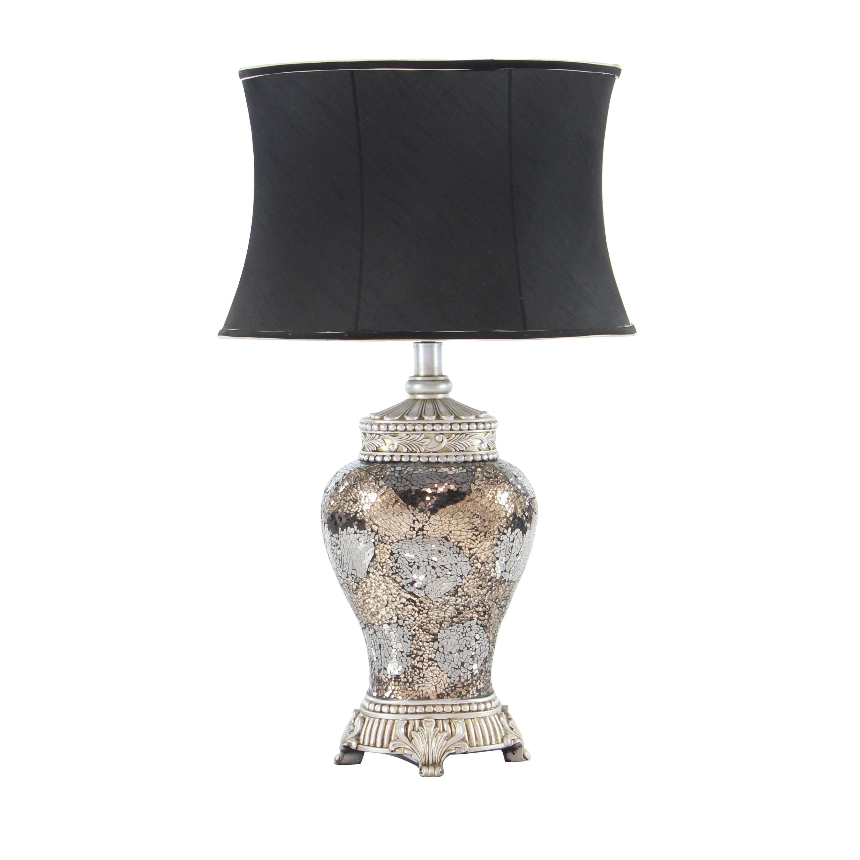 DecMode 30" Silver Table Lamp with Black Fabric Shade