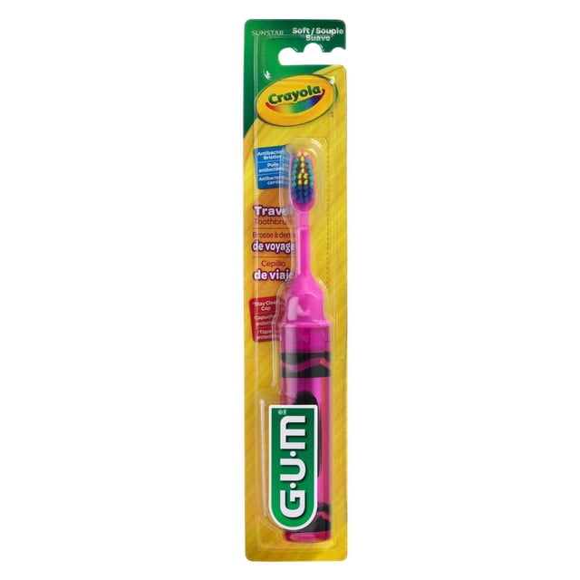 GUM® Crayola™ Kids’ Travel Toothbrush, Soft Bristles, Ages 5+, 1 Count