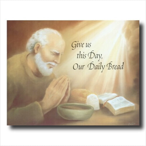 Gratitude Lady Praying Table Daily Bread Religious Wall Picture 8x10 Art Print 