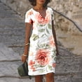 thumbnail image 2 of Pisexur Robe d'Été pour Femmes 2023 à Col en V à Manches Courtes Florale Décontractée de Plage Robes Imprimé Tournesol une Robe Midi en Lin, 2 of 5