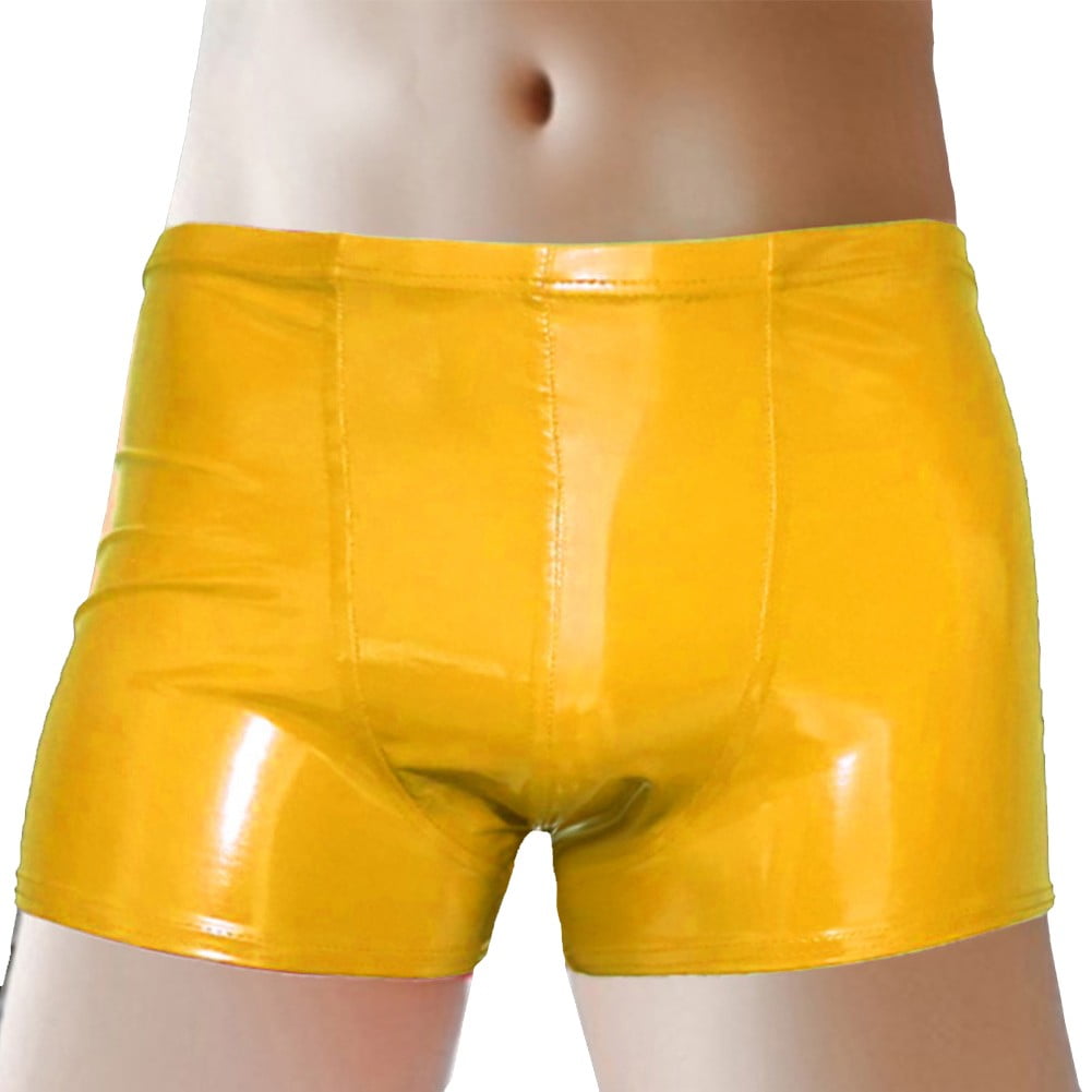 Men Faux Leather Shorts Boxer Brief Wetlook Latex Underpants Trunks ...