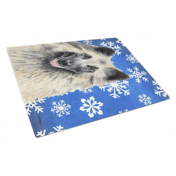Carolines Treasures SC9392LCB Belgian Tervuren Winter Snowflakes Holiday Glass Cutting Board Large, 12H x 16W,