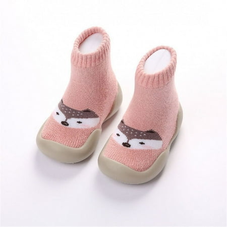 

Soft Cotton Shoes Toddler Kids Slipper Socks Winter Anti-slip Warm PINK XL