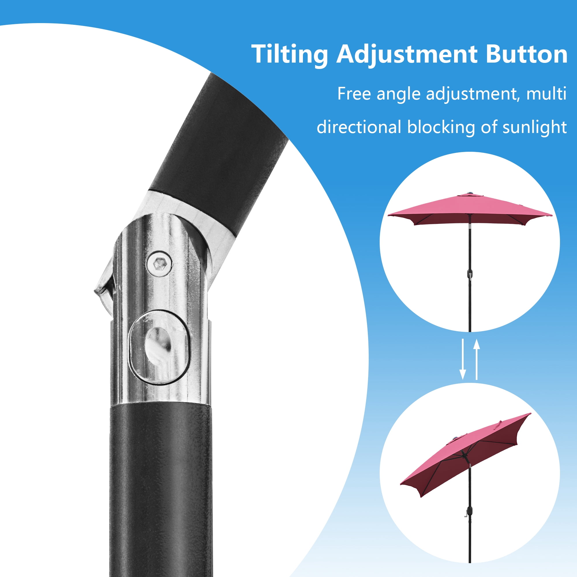 Abble 6.5FT Square Outdoor Patio Umbrella with Push Button Tilt and Crank Handle, Market Umbrella for Garden Deck Backyard Pool,  Burgundy