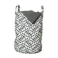thumbnail image 1 of Floral Laundry Bag, Minimalist Toned Swirly Flower Branches and Perennial Blooms Curls Pattern, Basket with Handles Drawstring Closure for Laundromats, 13" x 19", Charcoal Grey White, by Ambesonne, 1 of 4