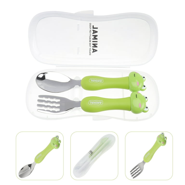 Miniware Training Spoon Cutlery Set with Carrying Case for Baby Toddler Kids - Promotes Self Feeding 100 Food Grade Silicone BPA Free Modern & Durabl