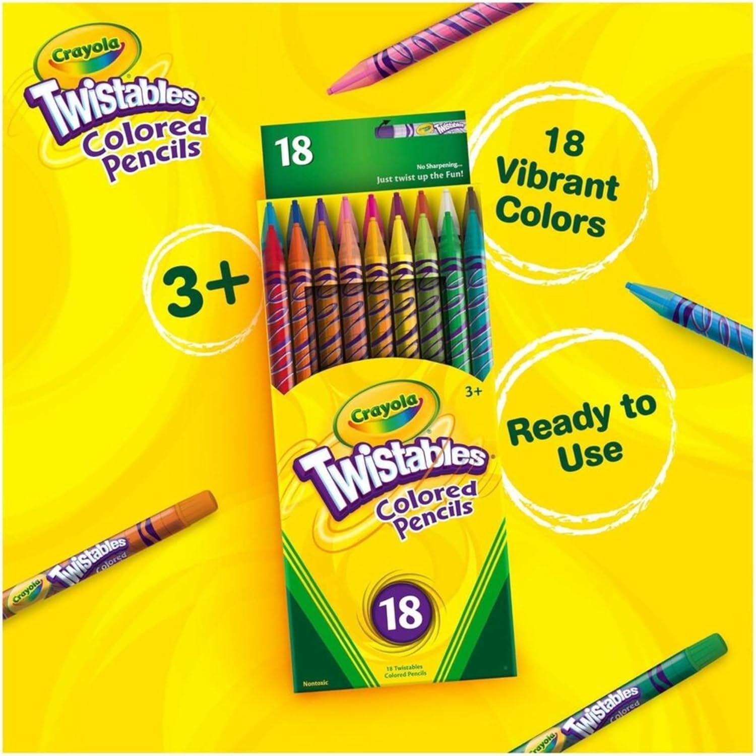 Crayola Twistable Colored Penci, 18 Count, 3 Pack