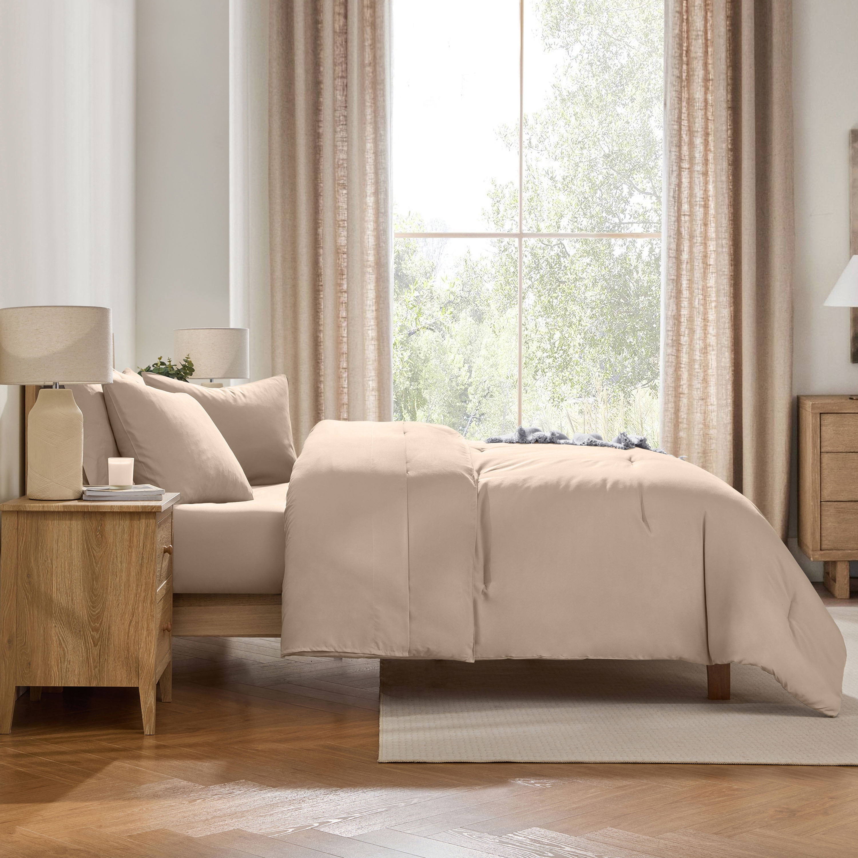 LammaLoe Full Comforter Set, 7 Piece Bed in a Bag, Ultra Soft Bedding Comforter Set with Sheets, All Season Bed Set, Dune Sand