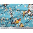 thumbnail image 2 of Soimoi Blue Poly Georgette Fabric Fish,Bird & Yacht Bird Decor Fabric Printed BTY 52 Inch Wide, 2 of 3