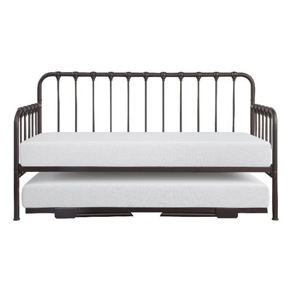 Ziva Daybed with Lift Up Trundle- Dark Bronze Metal Frame- Folding Legs