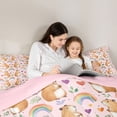 thumbnail image 4 of Homewish Girly Pink Cartoon Bedding Comforter Set 7-Piece for Kid, Kawaii Cute Capibara King Bedding Sets, Love Heart Rainbow Reversible Bed Sheets, Super Cozy Room Decor, 4 of 7