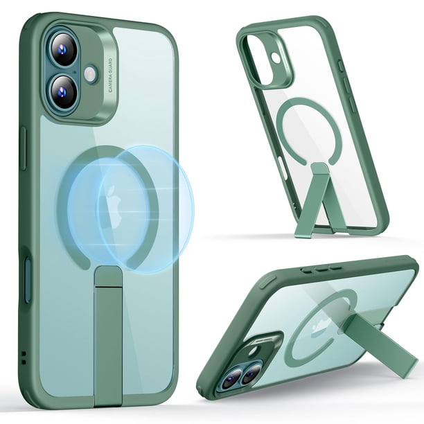 Funda ESR para iPhone 16 con Soporte, MagSafe, Transparente Verde