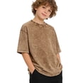 thumbnail image 4 of Boys Shirts Distressed Washed Basic Crewneck Tee Casual Blend Top for Kids Coffee 4 Years-6 Years, 4 of 4