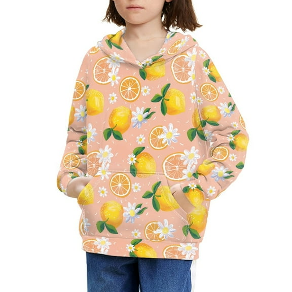 DISNIMO Lemon Flower Hoodie for Girls 6-7 Sweatshirt Pullover Kids Hoodies Long Sleeve Sweatshirts for Boys Streetwear Hoodies Children Girls Clothes Fall Polyester Hoodies for Girls and Boys
