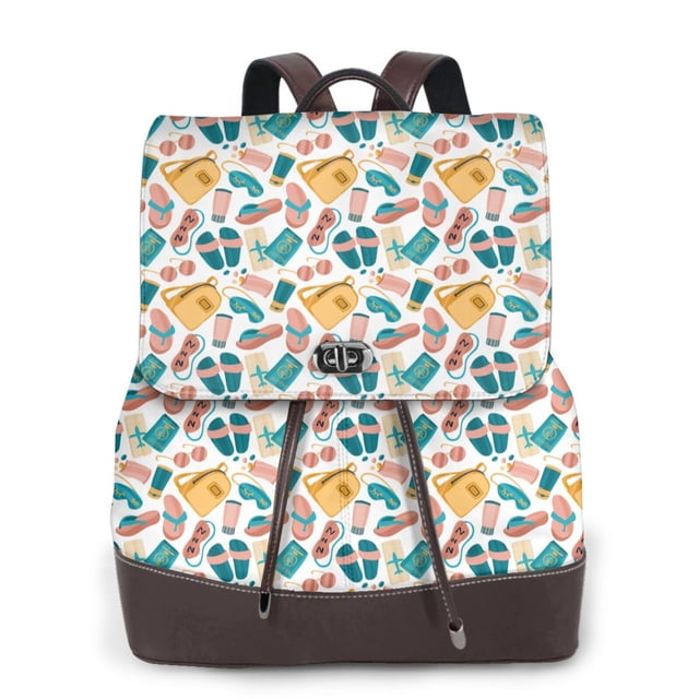 Disketp Travel Elements Mochila de Cuero para Mujer, Bolso de Espalda Antirrobo con Estilo para Viaje, Trabajo y Uso Diario