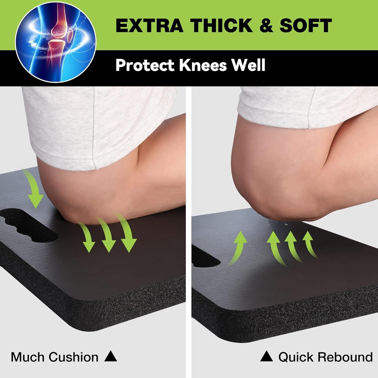 Extra Thick Kneeling Pad, Soft Foam Cushioning for Knee, Large Foam Kneeler Mat for Gardening, Bathing Baby, Workout Supplies, 17.5 x 11 x 1.5 in, Black