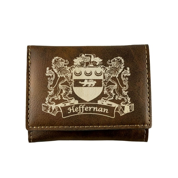 Heffernan Irish Coat of Arms Rustic Leather Wallet