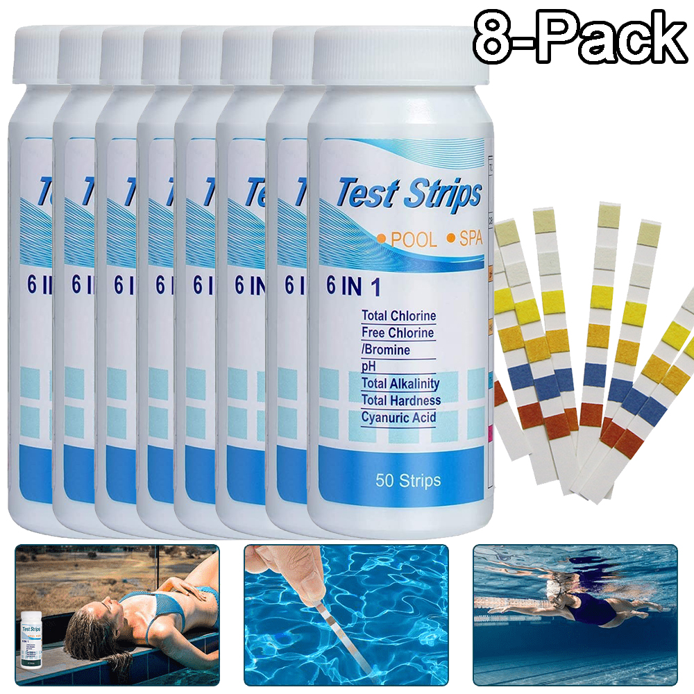 LANLIN 6Way Pool Test Strips for Salt Water Chlorine pH, Swimming Pool