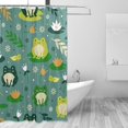 thumbnail image 2 of Cortina de ducha con diseño de ranas, impermeable, de tela, con ganchos, 60 x 72 pulgadas, 2 of 4