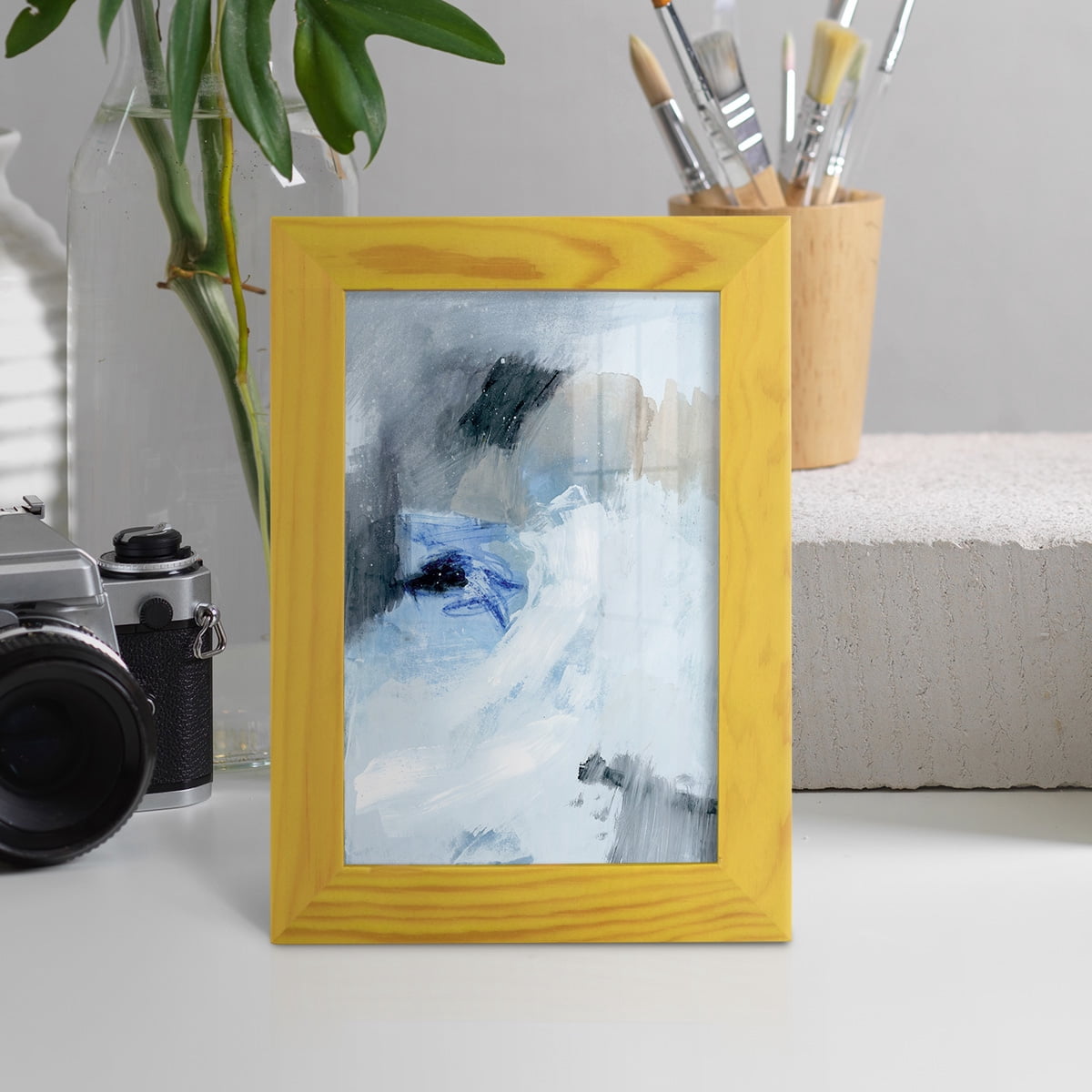 Welle I - Framed Print w/glass - Sunflower Yellow