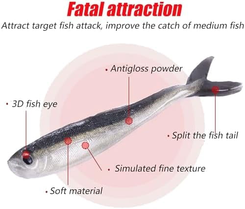 Fishing Soft Plastic Lures, Paddle Tail Swim Baits for Bass Fishing,Paddle Tail Swimbaits for for Bass Trout Walleye Lures, 30/50pcs Soft Plastic Baits with Box