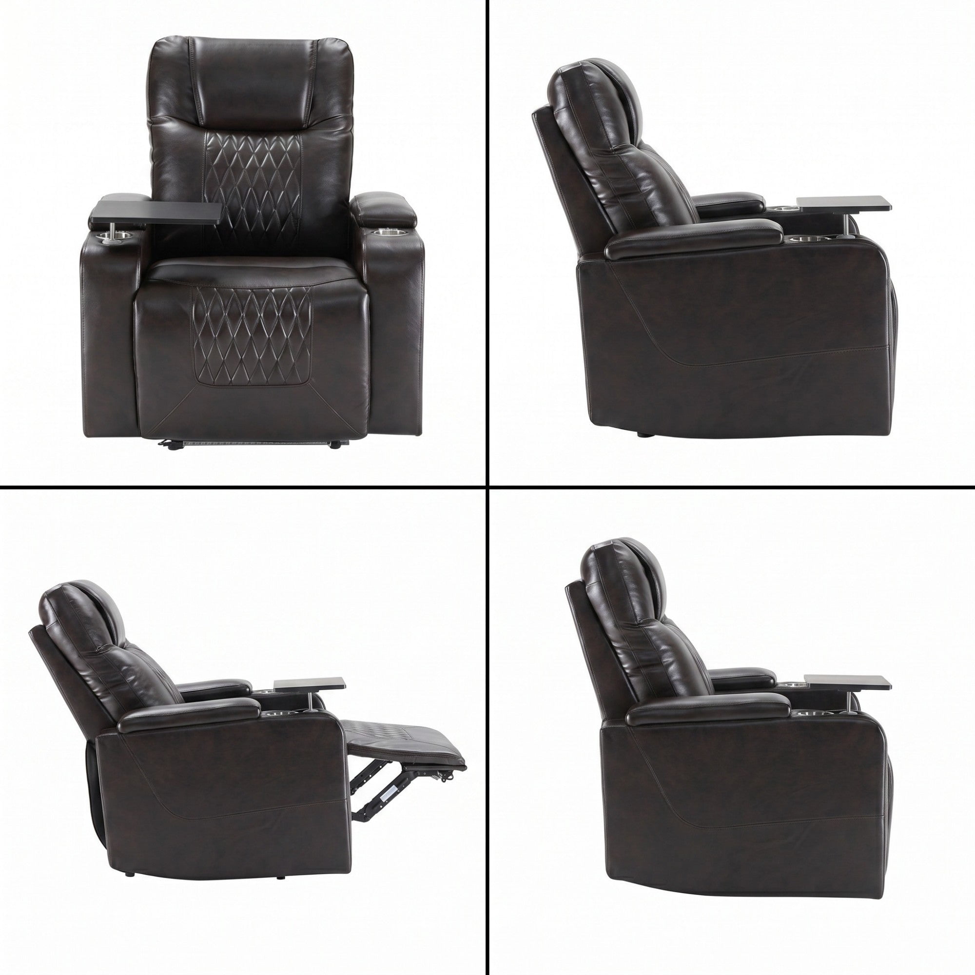 Sailvan Motion Recliner with Swivel Tray Table and Hidden Storage Black