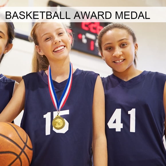 LJNYFDC Bronze Basketball Medal 12Pcs Sports Set Engraving Basketball Winner Award Durable Zinc Alloy Golden Silver Color Competition Awards for Children Encouraging and Motivating Sports Trophies