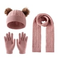 thumbnail image 3 of Sentuca Kids Winter Hat Gloves Scarf Set, Girls Boys Hat Beanie Pom Knitted Scarves Cute Bear Ear Warm Accessory Watermelon Red Size 3-12Y, 3 of 6