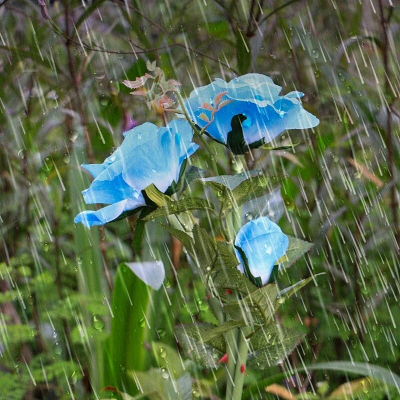 iMeshbean 2 Pack Solar Flowers Lights Outdoor Garden, Waterproof LED Roses Flowers Lights, Blue