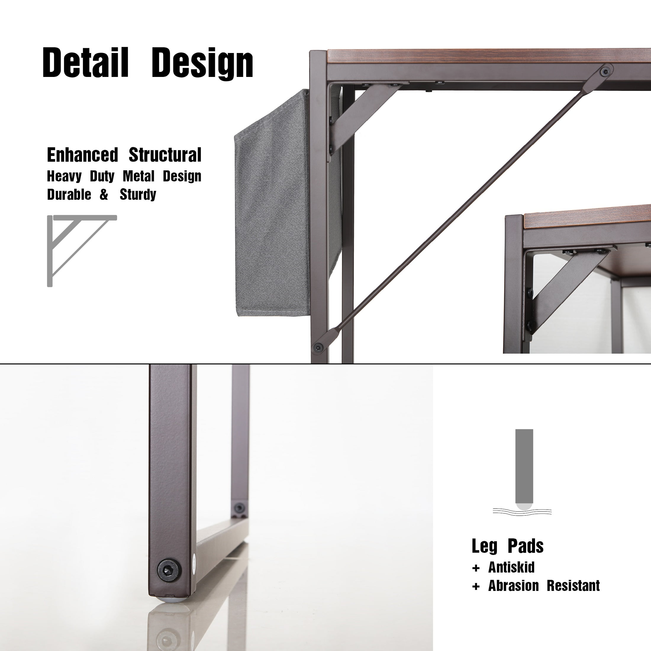 JJS Small Computer Desk Simple Style Writing Desk for Small Spaces 40 Inch Home Office Modern Student Study Laptop Writing Table with Storage Bag USB Hub, Brown