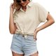thumbnail image 2 of Top con botones de Color liso, camisa de manga corta de Color liso para mujer, camisa de Color liso de grado profesional, 2 of 5
